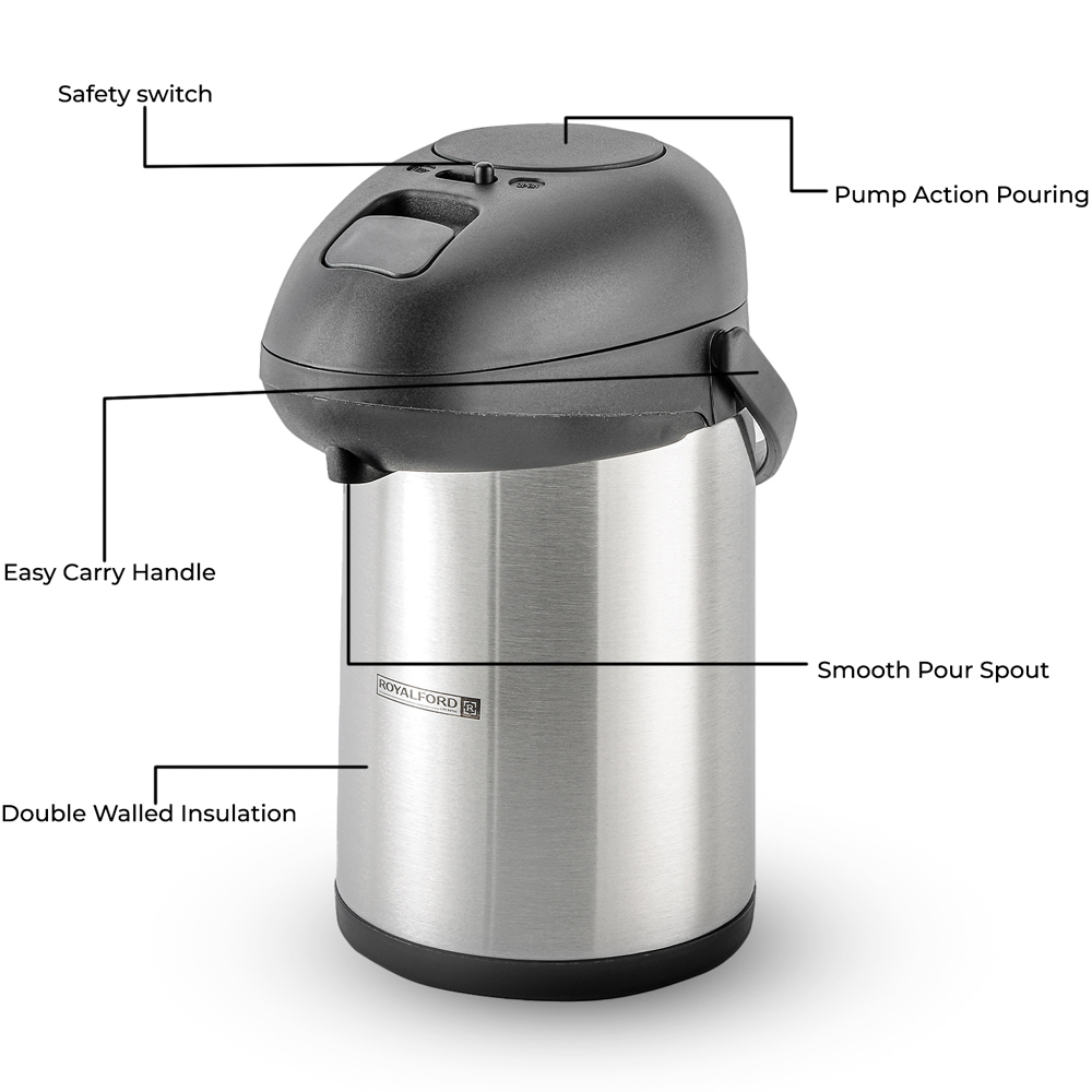 Royalford Stainless Steel Insulated Vacuum Thermal Flask 3L Image 7