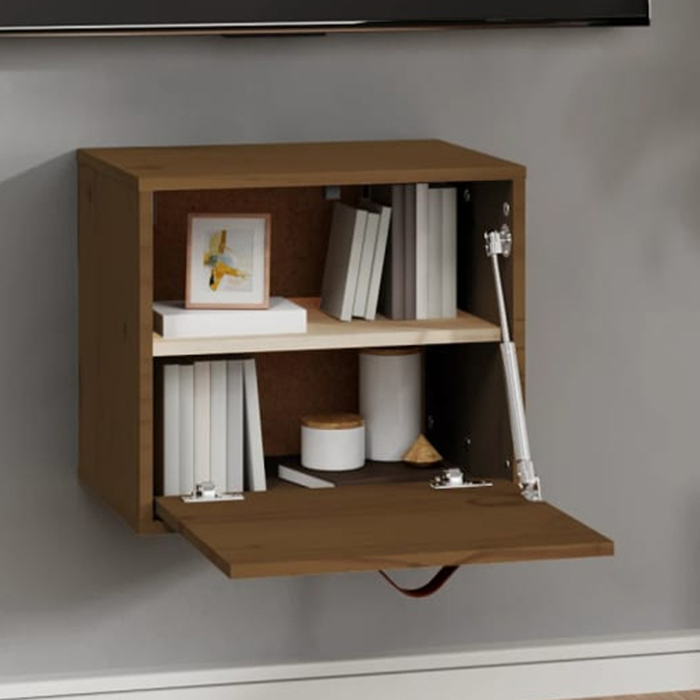 vidaXL Single Door Honey Brown Solid Pine Wood Wall Cabinet Image 1