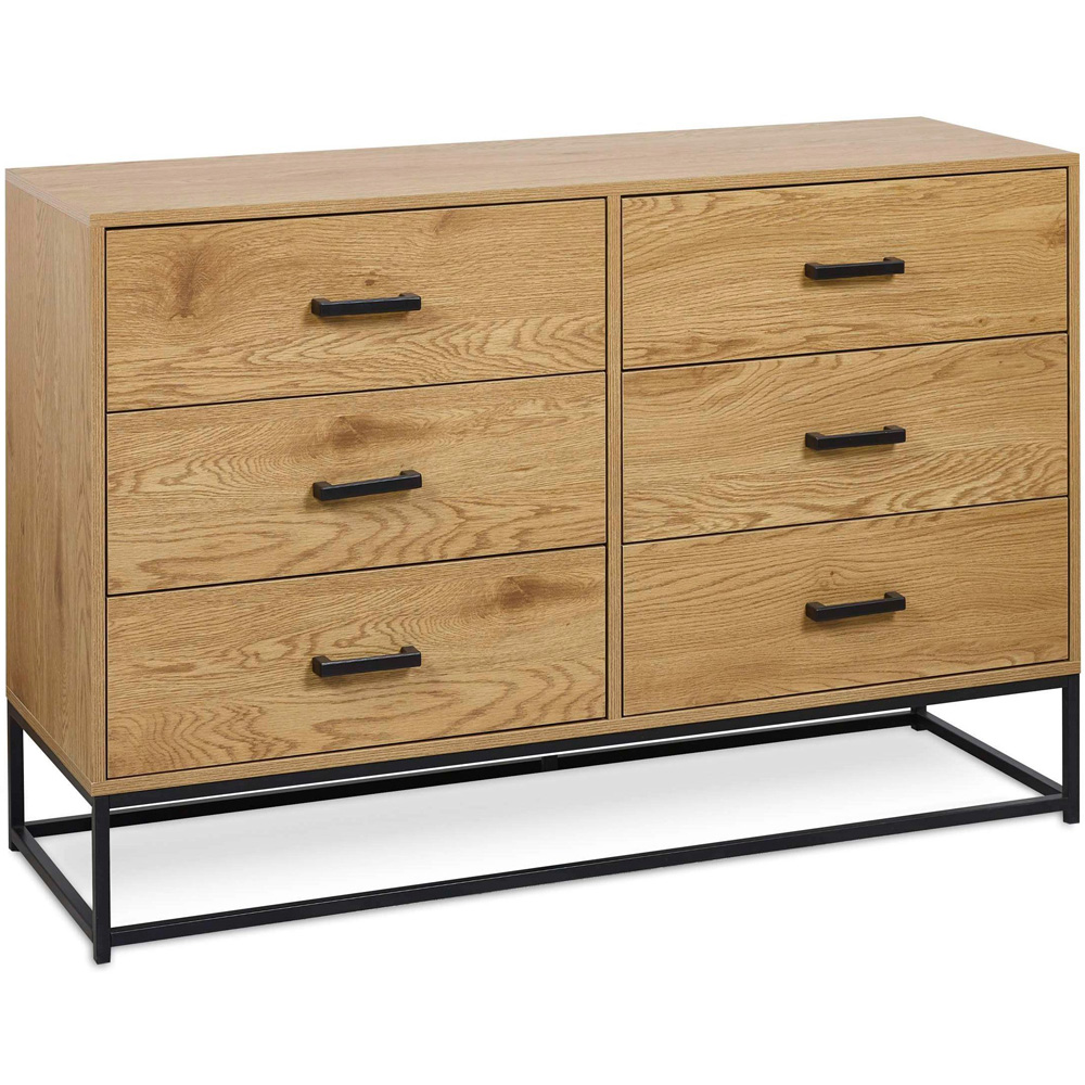 Julian Bowen Harlow 6 Drawer Light Oak Effect Chest of Drawers Image 2