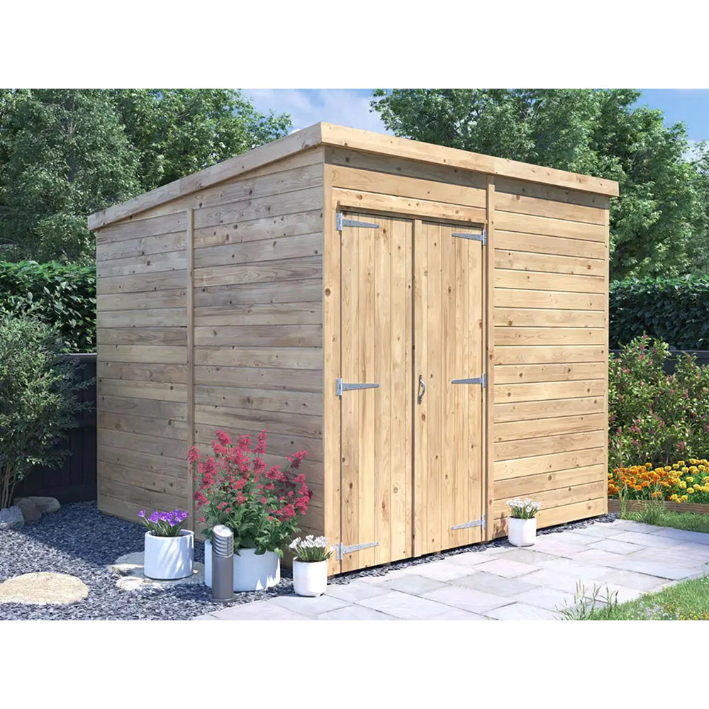 Dunster House Overlord 8 x 8ft Modular Brown Superfelt Pent Bike Shed Image 3
