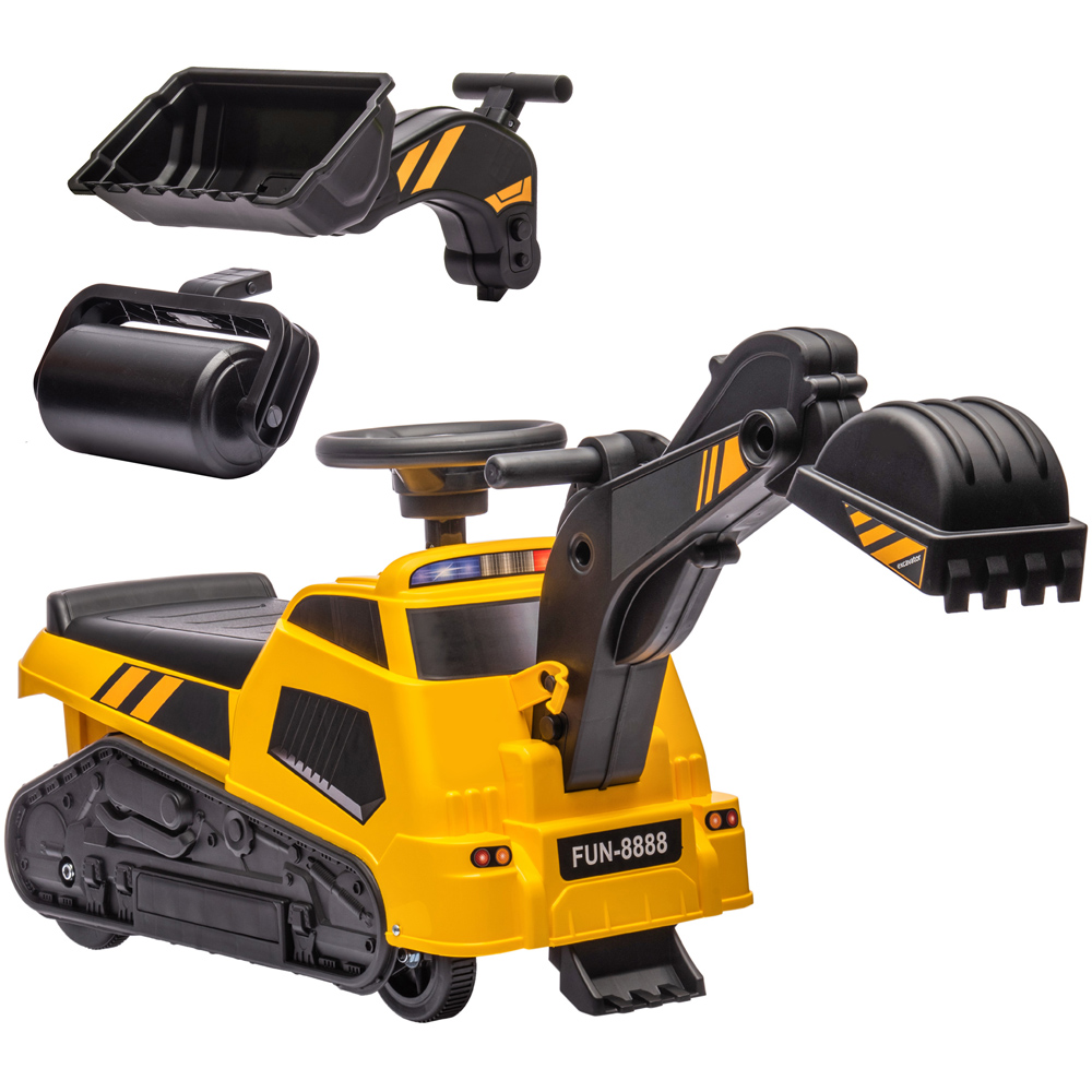 Tommy Toys Baby Ride On 3 in 1 Excavator Bulldozer Yellow Image 1