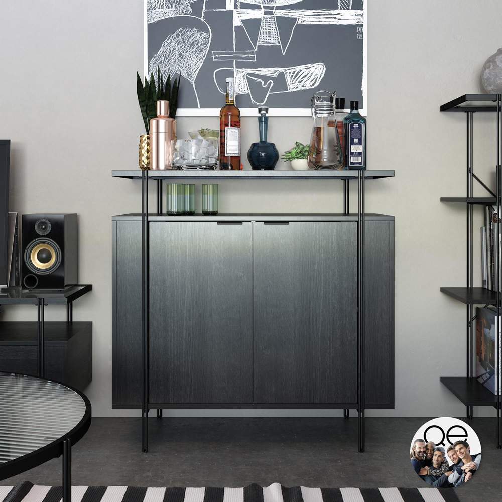 Dorel Wainwright 2 Door Black Oak Bar Cabinet Image 6