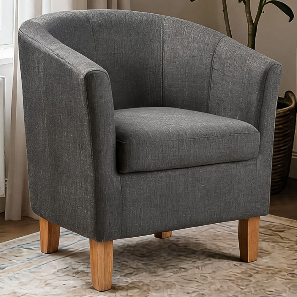 Home Source Bedford Charcoal Padded Tub Chair Image 1