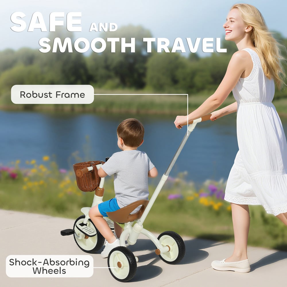 Tommy Toys Toddler White Trike with Adjustable Handle and Basket Image 7