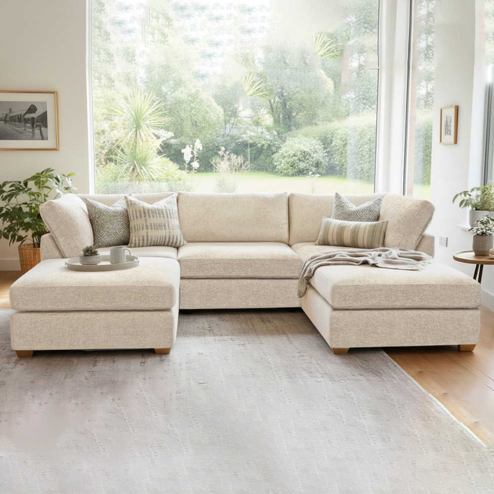 Carina Enzo 5 Seater Cream U-Shape Sofa Image 5