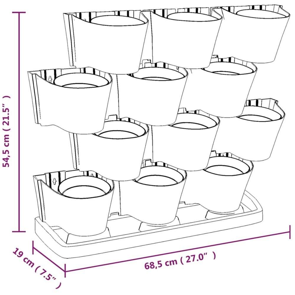 vidaXL Anthracite Polypropylene Garden Planter 750ml 12 Pack Image 8