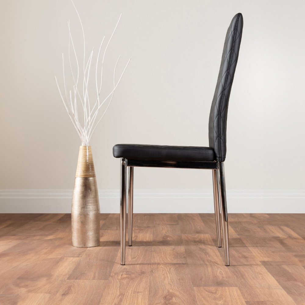 Furniturebox Molini Valera 6 Seater Dining Set White Gloss Black and Chrome Image 4