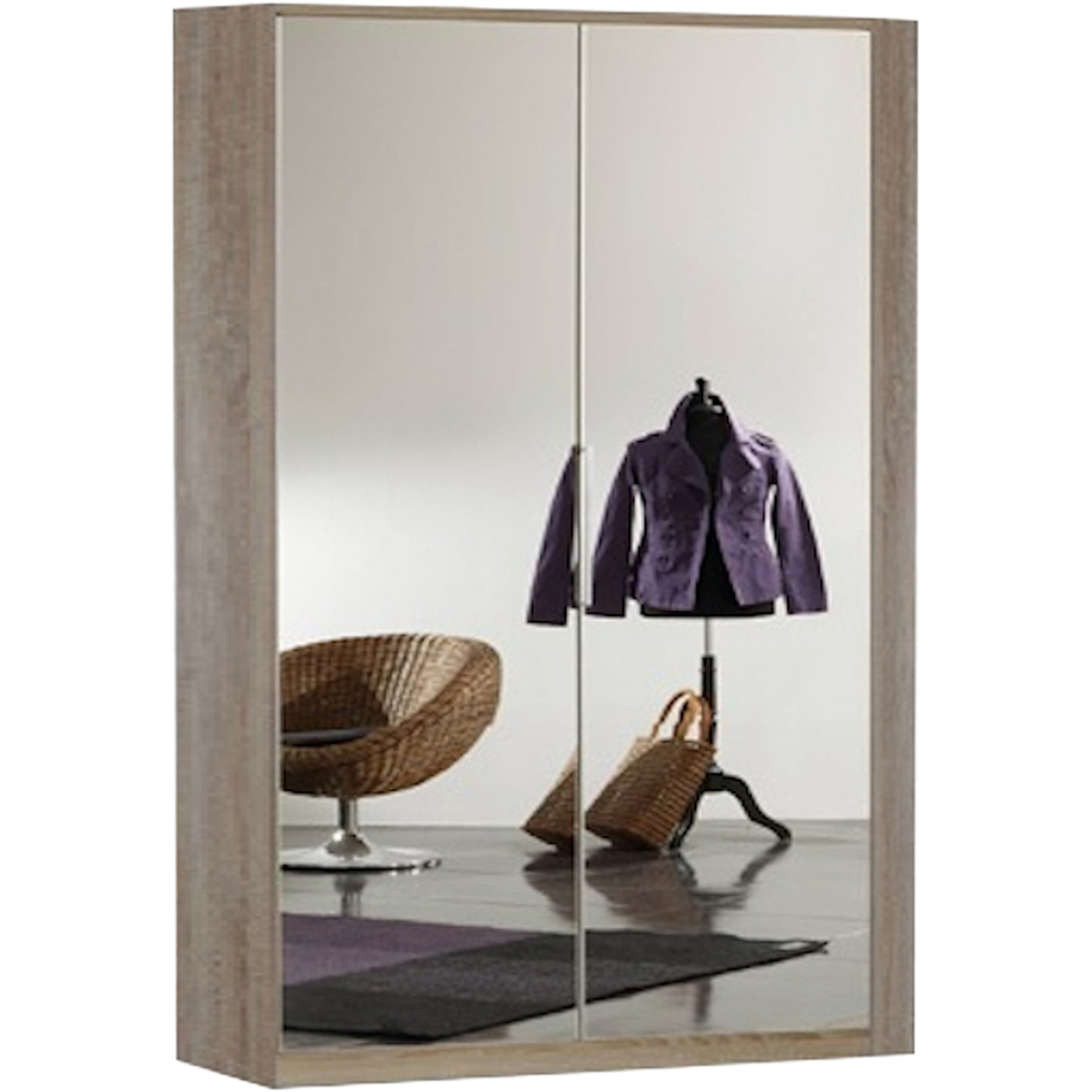 TJ'S Omega 2 Door Oak Mirrored Corner Wardrobe Image 2