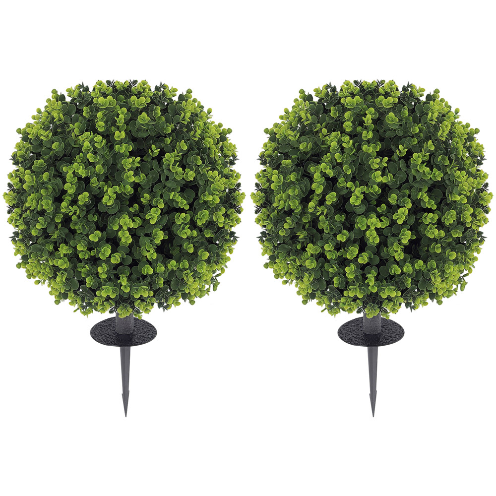 Portland Boxwood Topiary Ball Bush Artificial Plant in Pot 40cm 2 Pack Image 1