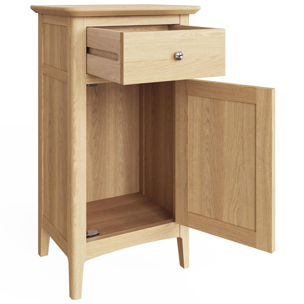 FWStyle Single Door Single Drawer Natural Oak Ash Veneer Sideboard Image 4