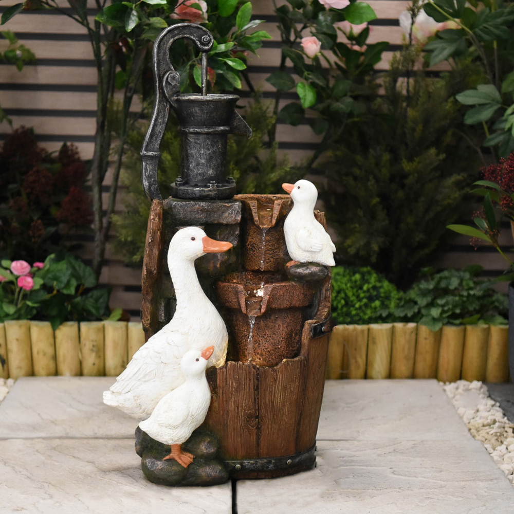 Serenity White Duck Family Water Feature Image 3