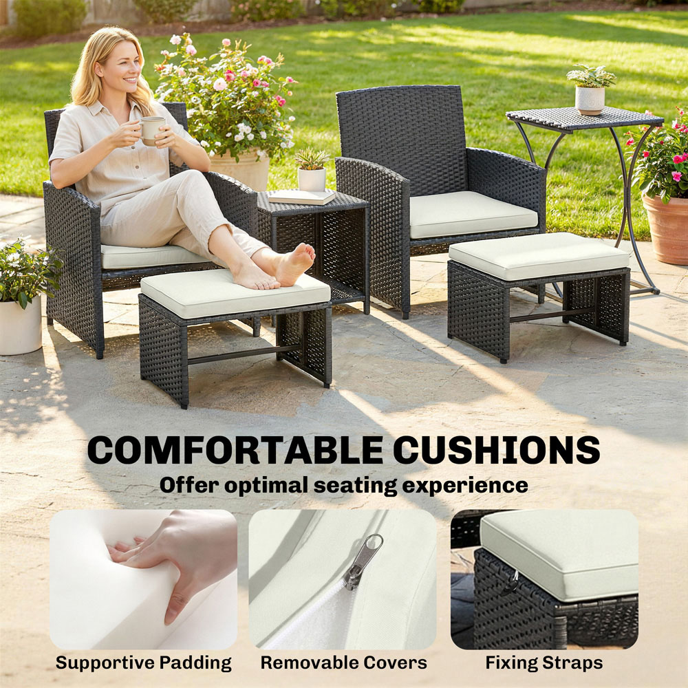 Outsunny 2 Seater Black Rattan Garden Sofa Set Image 3