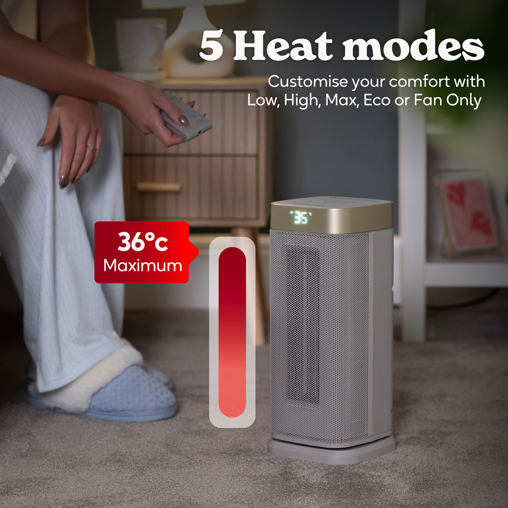 Russell Hobbs RHCTH2002G-SMT Stone and Gold Square Smart Wi-Fi Enabled Ceramic Heater 2000W Image 6