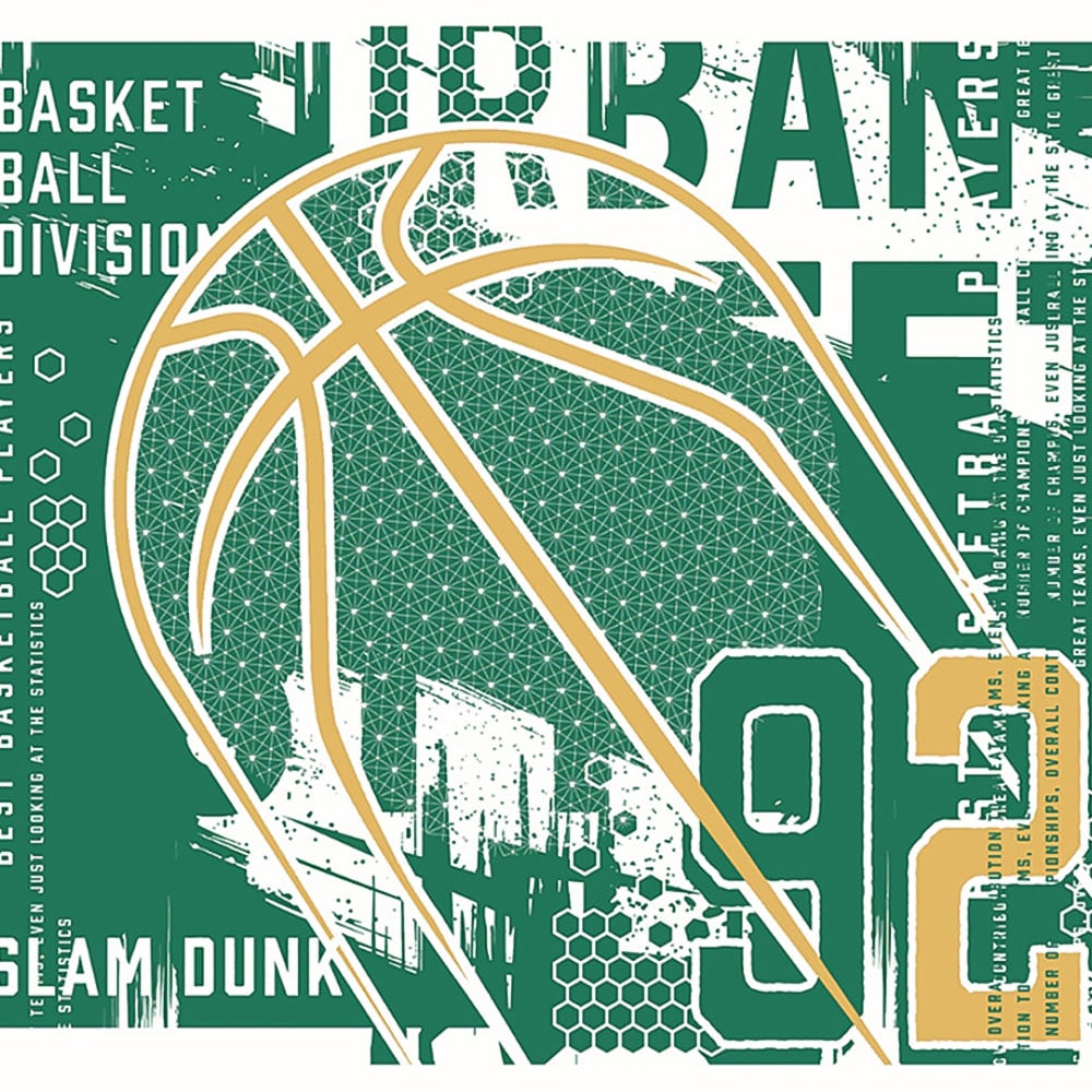 Origin Murals Modern Basketball Green Wall Mural Image 2