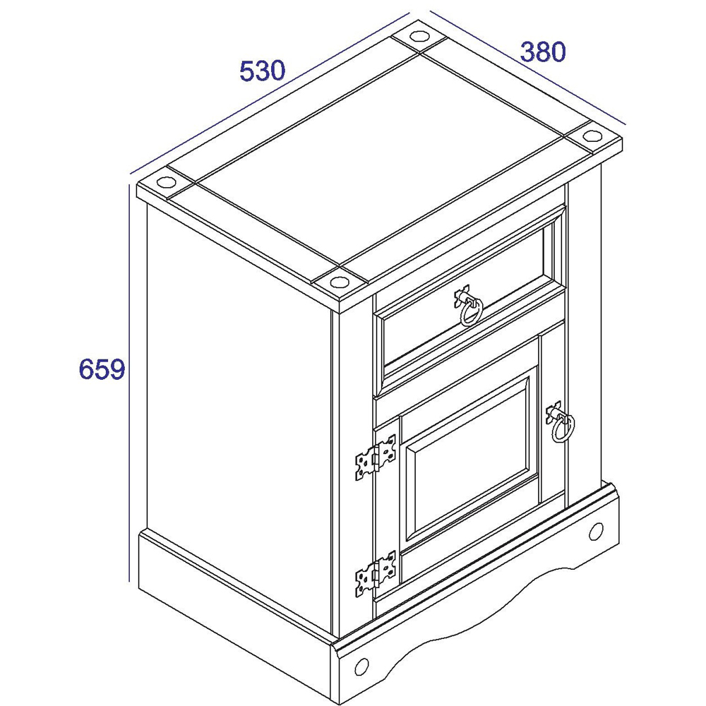 Core Products Corona Single Door Single Drawer Antique Pine Bedside Table Image 7