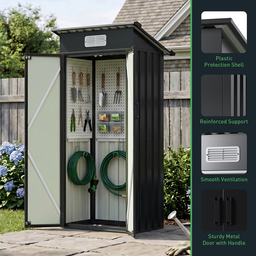 Living and Home 3 x 2ft Grey Pent Quick Assembly Metal Garden Storage Shed Image 5