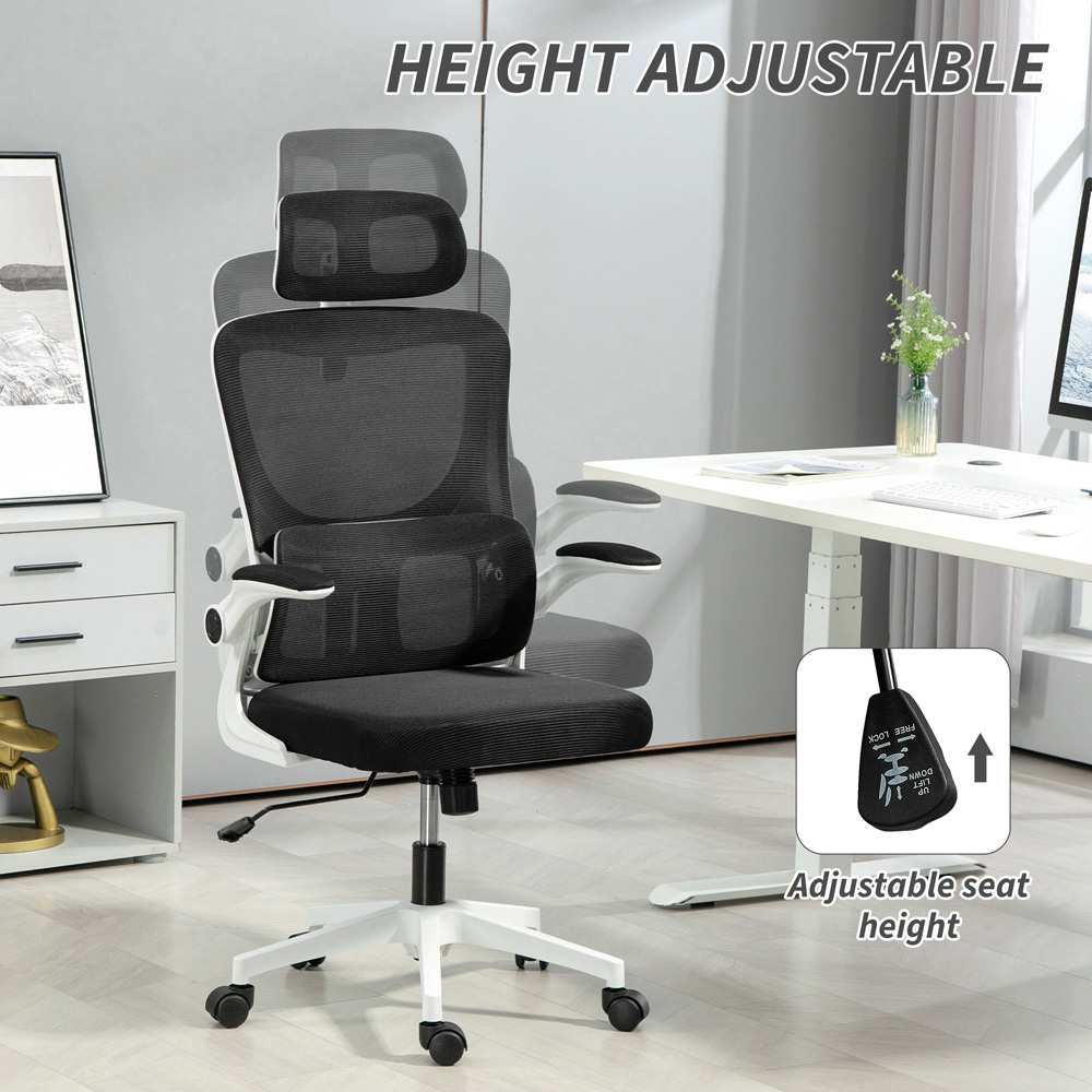Portland Black Mesh Recliner Office Chair with Adjustable Headrest and Lumbar Support Image 4