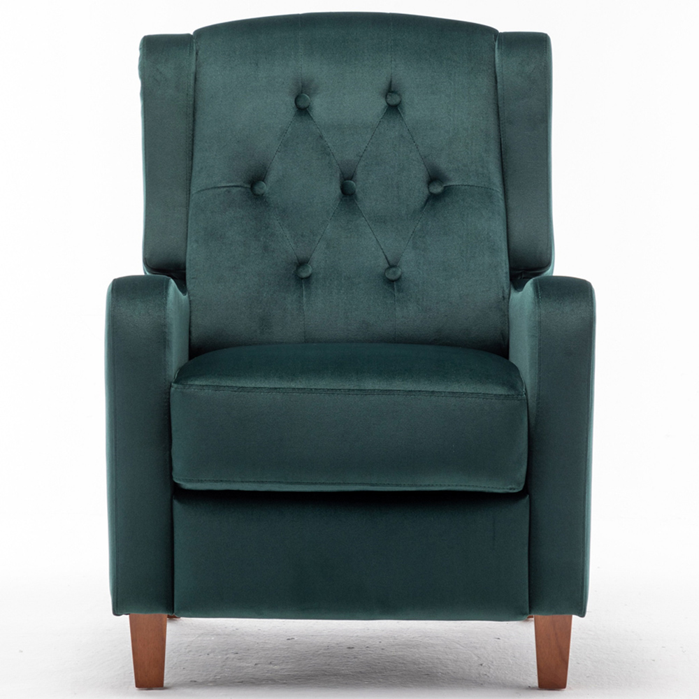 Furniture One Green Wing Back Pushback Recliner Armchair Image 2