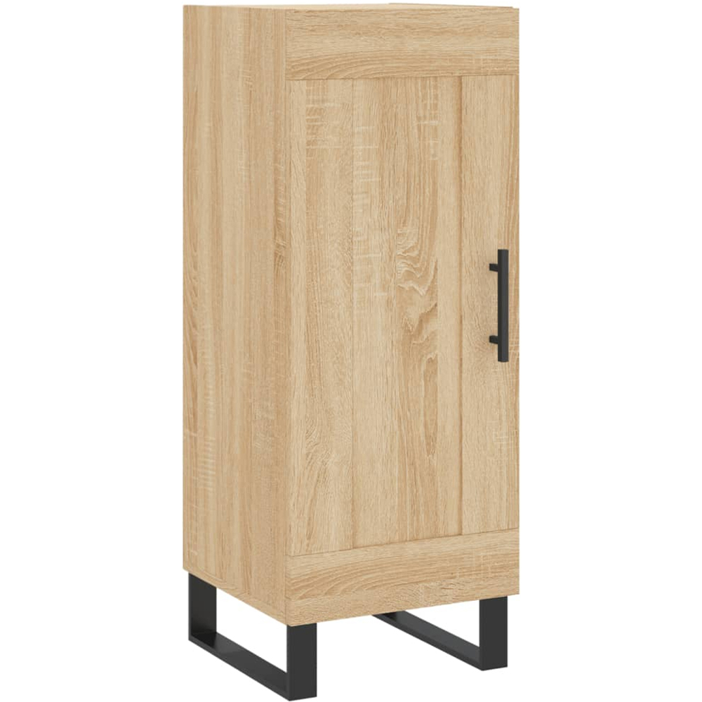 vidaXL Single Door Light Brown Sideboard with Black Handle Image 2