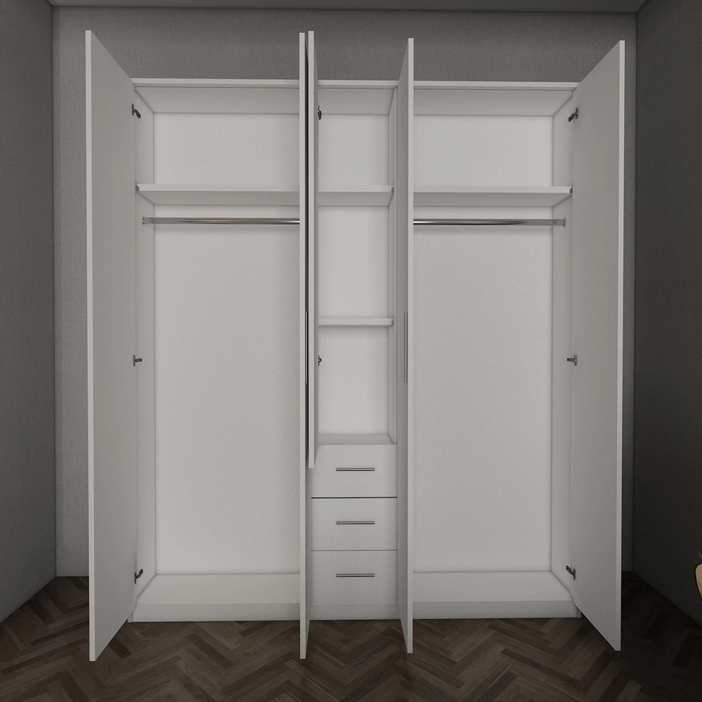 TJ'S Venice 5 Door 3 Drawer White Wardrobe Image 3