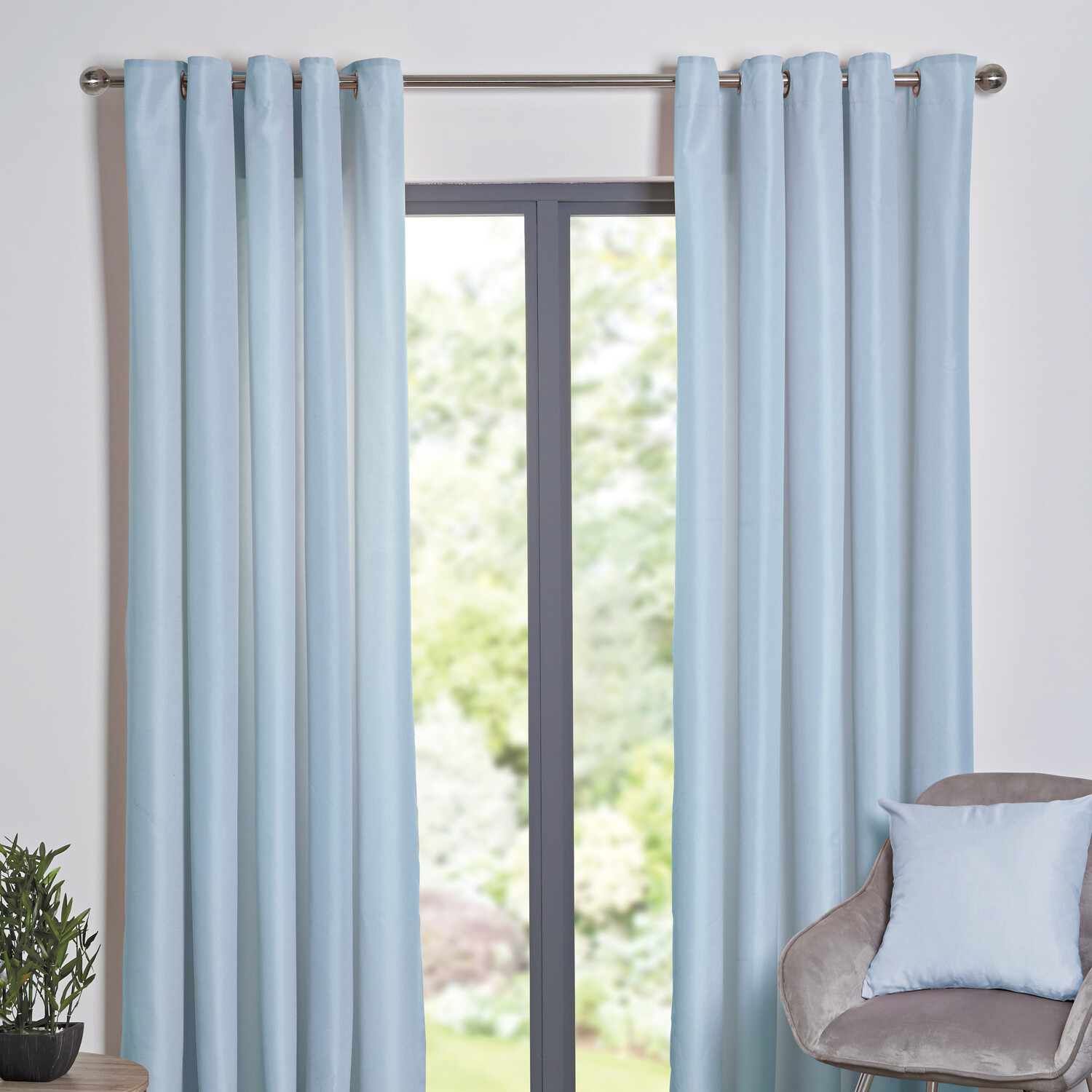 Taylor Blackout Eyelet Curtains - Duck Egg / 137cm / 168cm Image 2