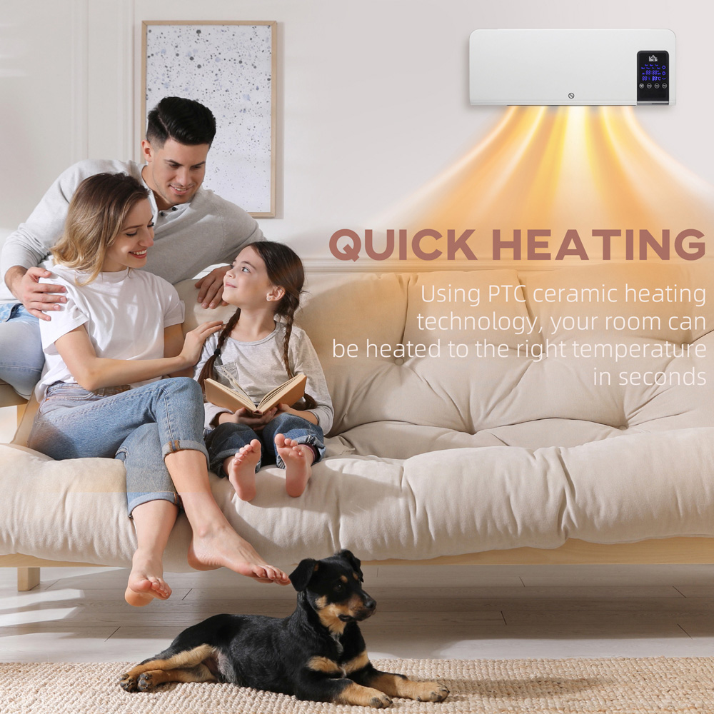 HOMCOM White Wall Mounted Ceramic Heater 2000W Image 7