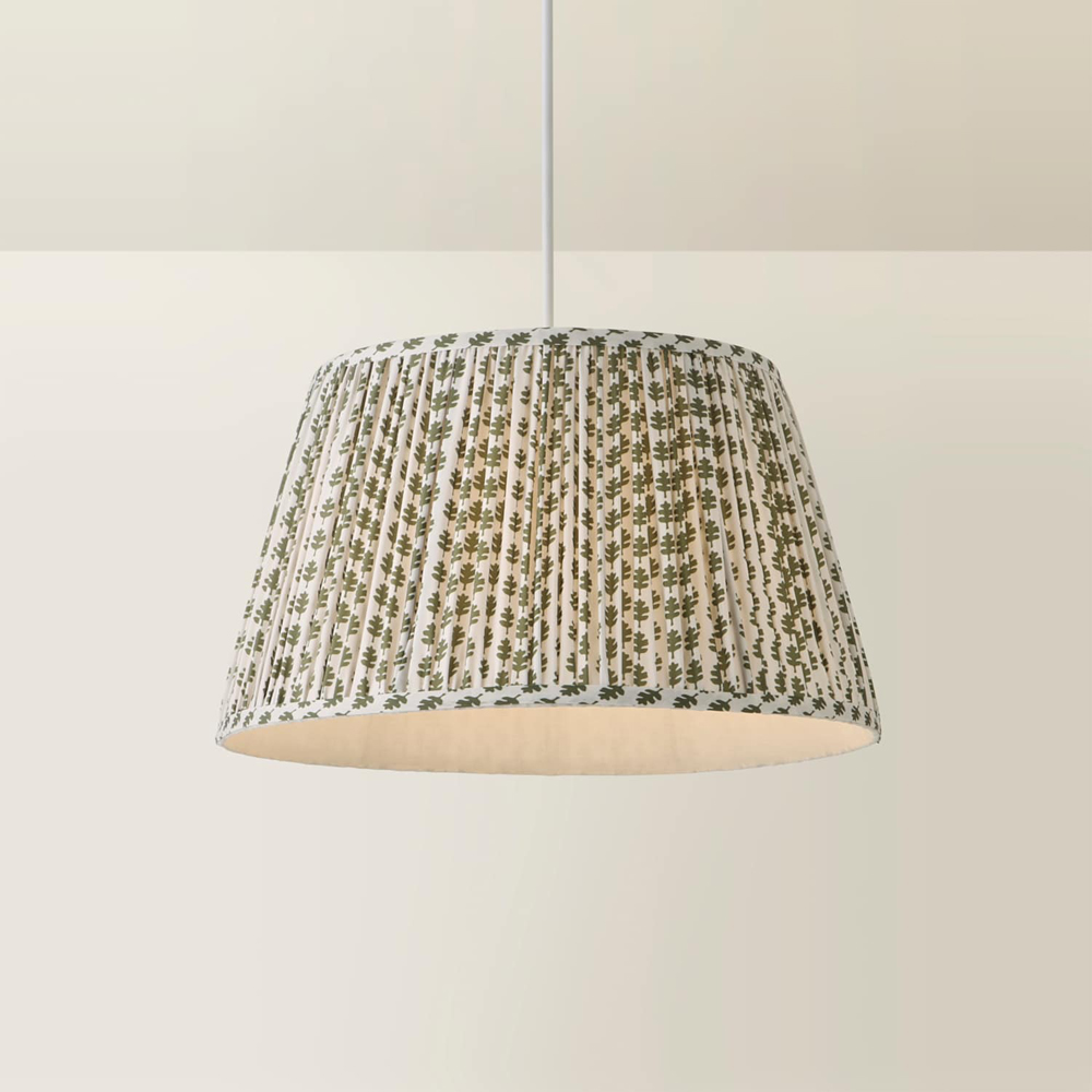 ValueLights Grange Green Floral Pleated Large Pendant Shade Image 5