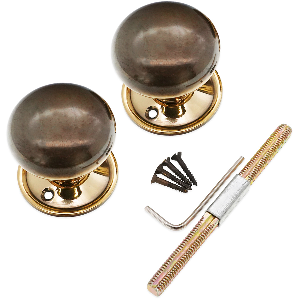 Spira Brass Aged Brass Cottage Large 50mm Rim and Mortice Door Knob 2 Pack Image 4