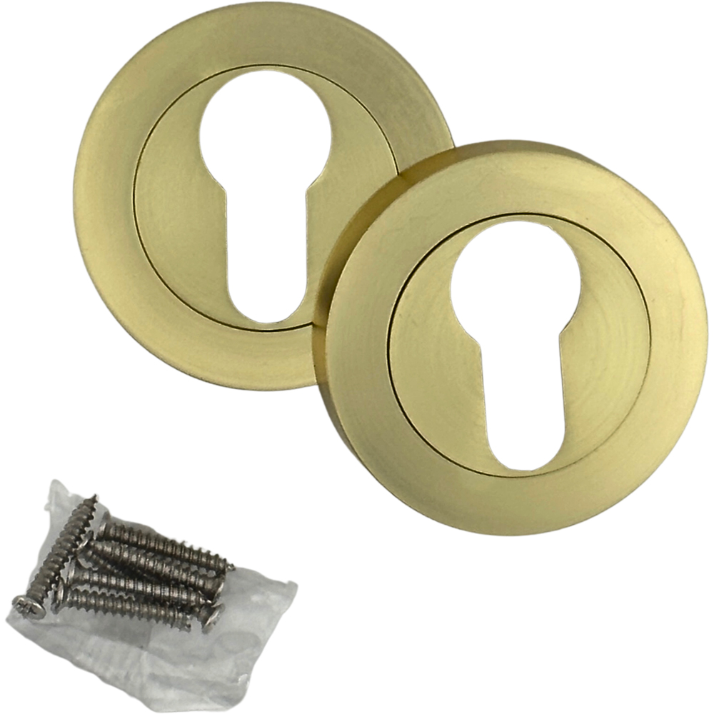 AXS Hardware Satin Brass Euro Profile Escutcheons 52mm Image 2