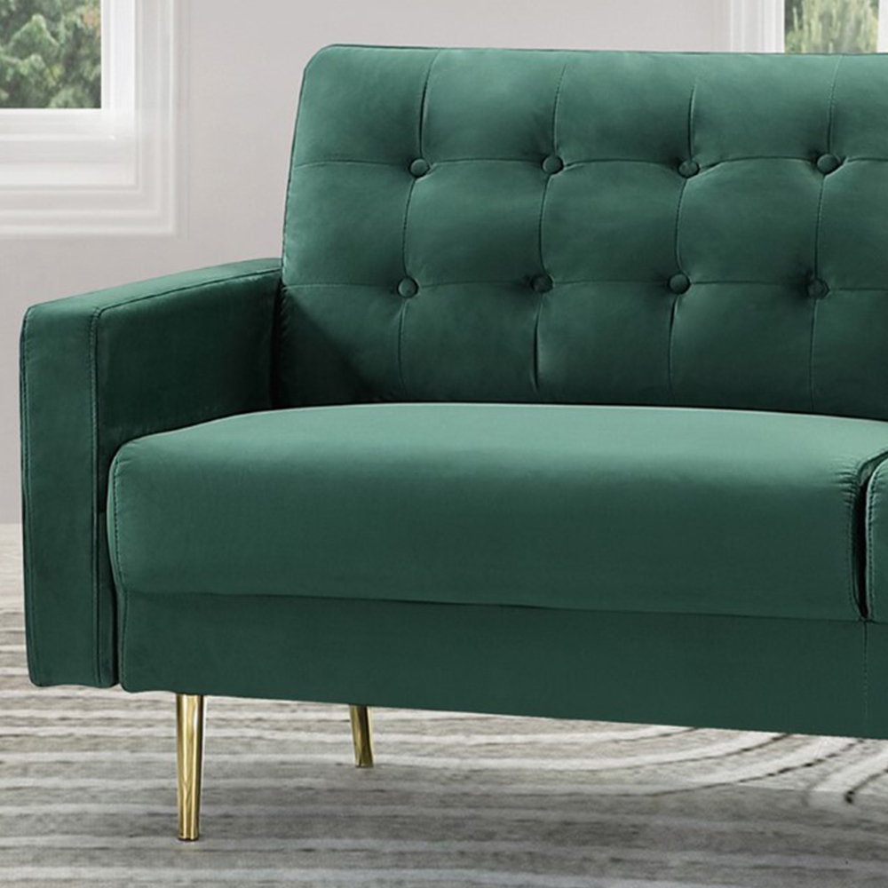 Emerson 3 Seater Green Velvet Sofa Image 2