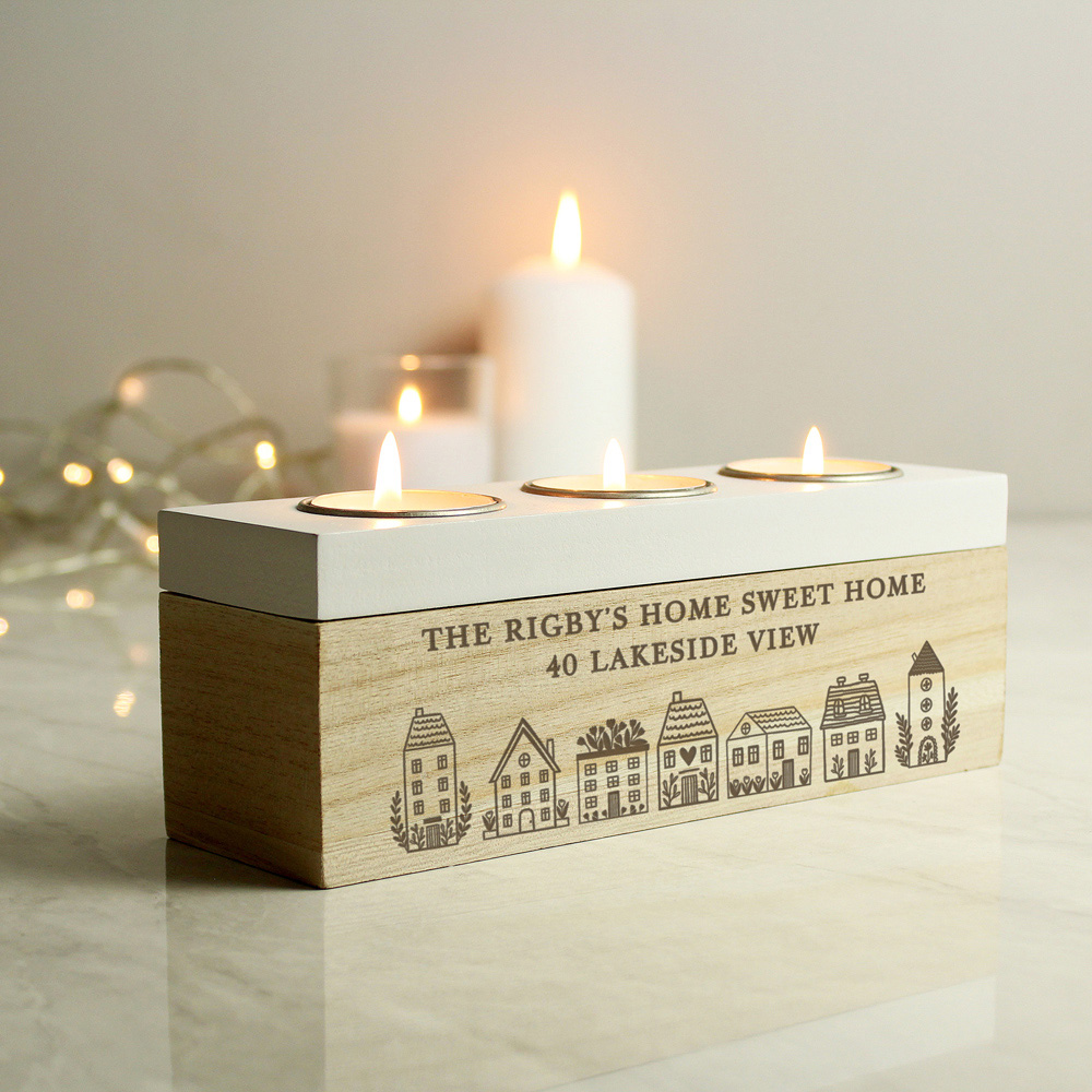 Personalised Memento 3 Piece Personalised Home Tea Light Box Image 2