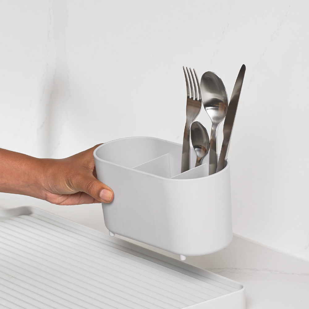 ReBorn Stone effect Large Kitchen Draining Rack with Cutlery Holder Image 7