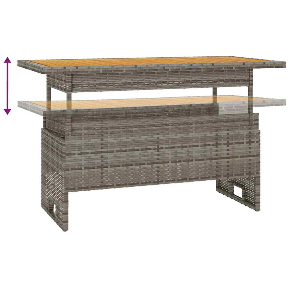 vidaXL Grey Solid Wood Acacia and Polyrattan Garden Table Image 5