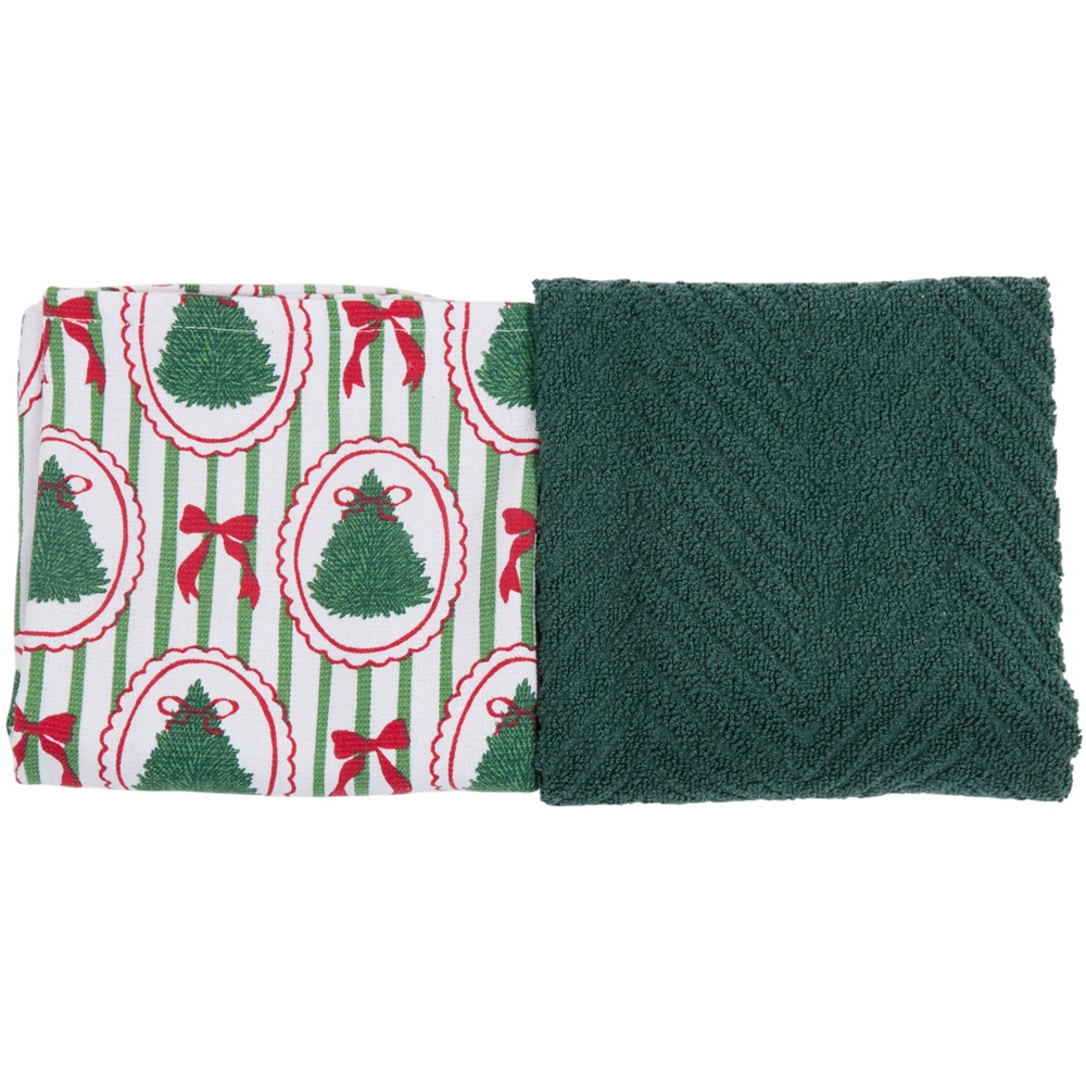 Pack of 2 Christmas Tree Bow Tea Towels Image 4