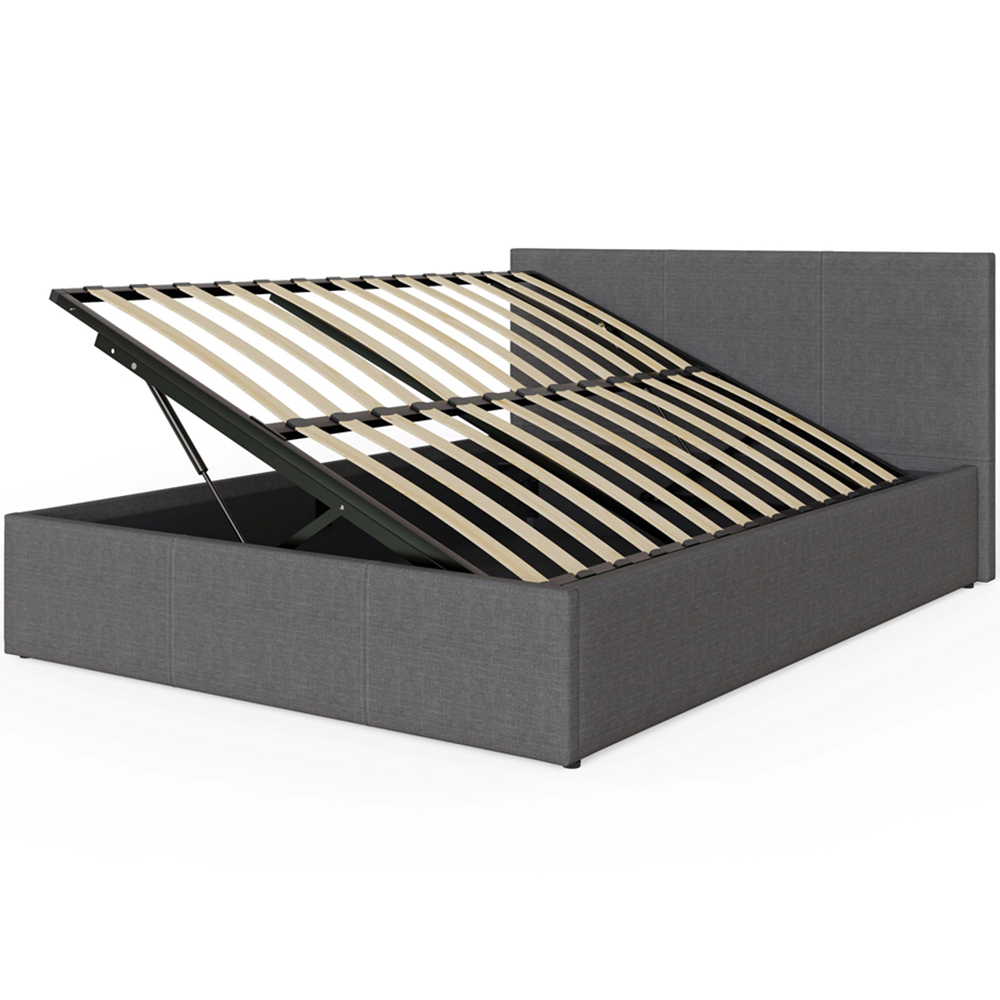 GFW Double Grey Hopsack Fabric Side Lift Ottoman Bed with Bonnell Mattress Image 5