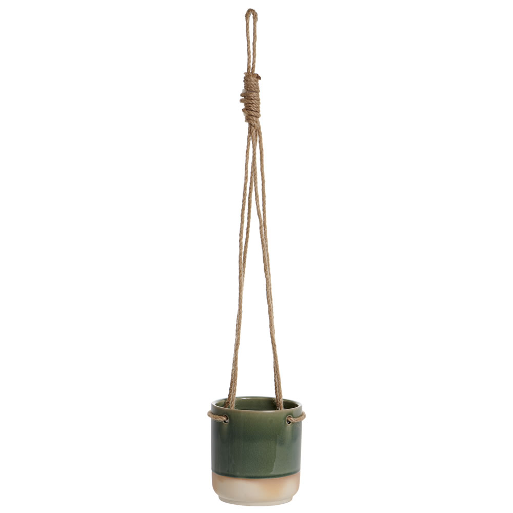 Wilko Green Crackle Hanging Plant Pot Wilko