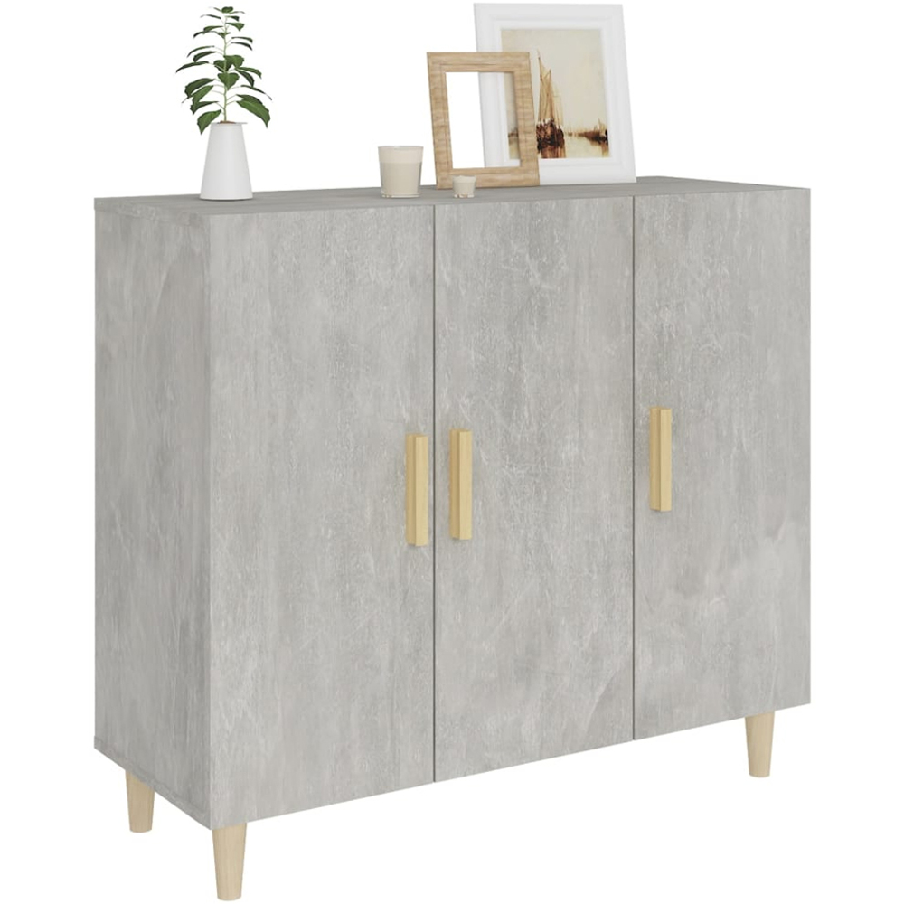 vidaXL 3 Door Concrete Grey Wooden Sideboard Image 3