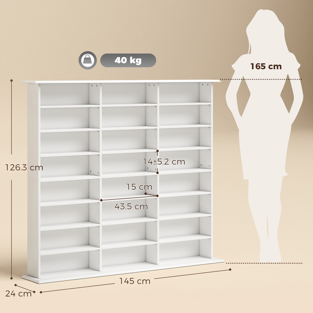 HOMCOM 24 Shelf White DVD Storage Unit Image 8
