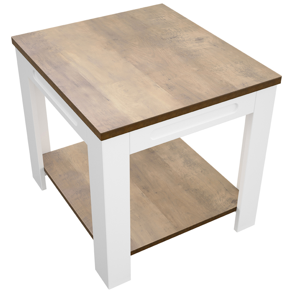 AVF Whitesands Satin White and Wood Side Table Image 2