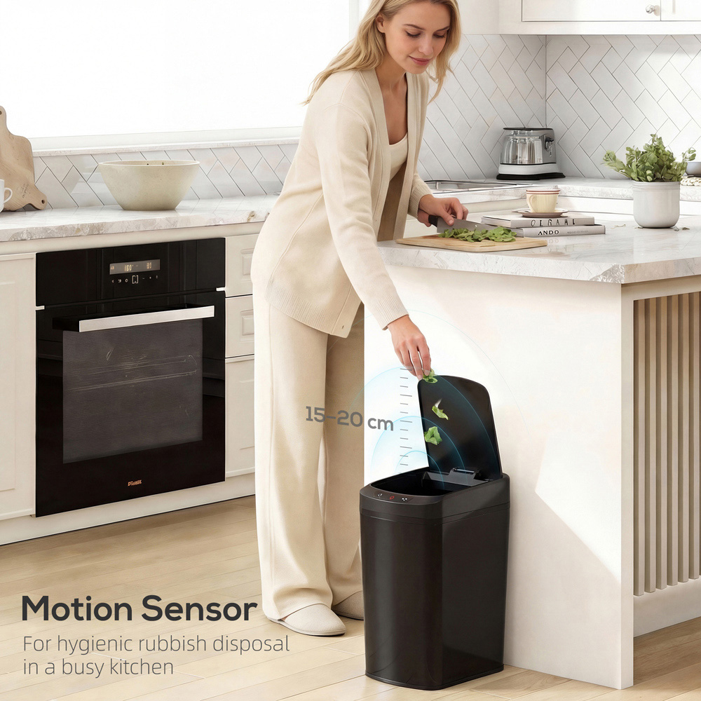 HOMCOM Black Automatic Kitchen Sensor Bin with Removable Inner Bucket 12L Image 4