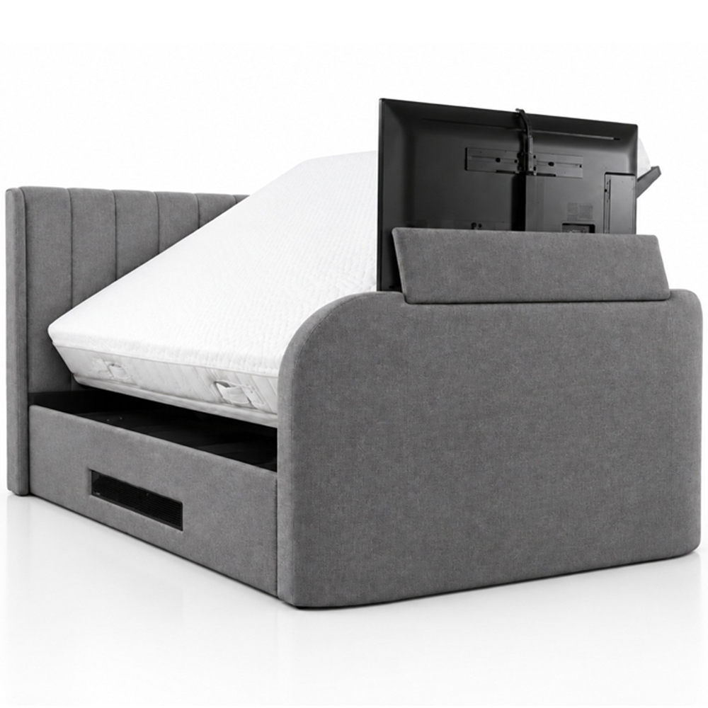 Webb Daniels Mayfair King Size Grey Fabric Ottoman Media TV Bed with 2.1 Soundbar Image 3