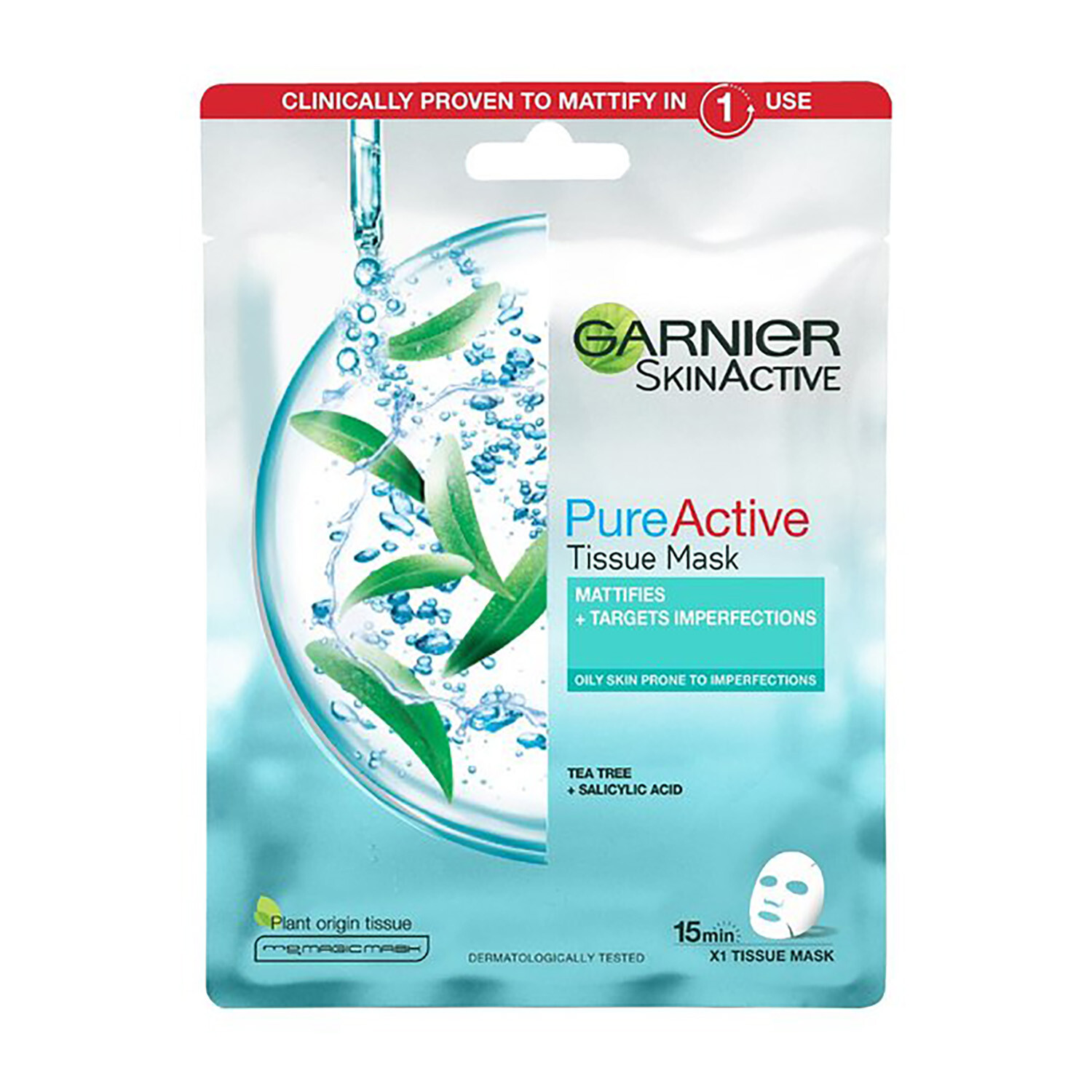 Garnier PureActive Mattifying Tissue Mask - Blue Image
