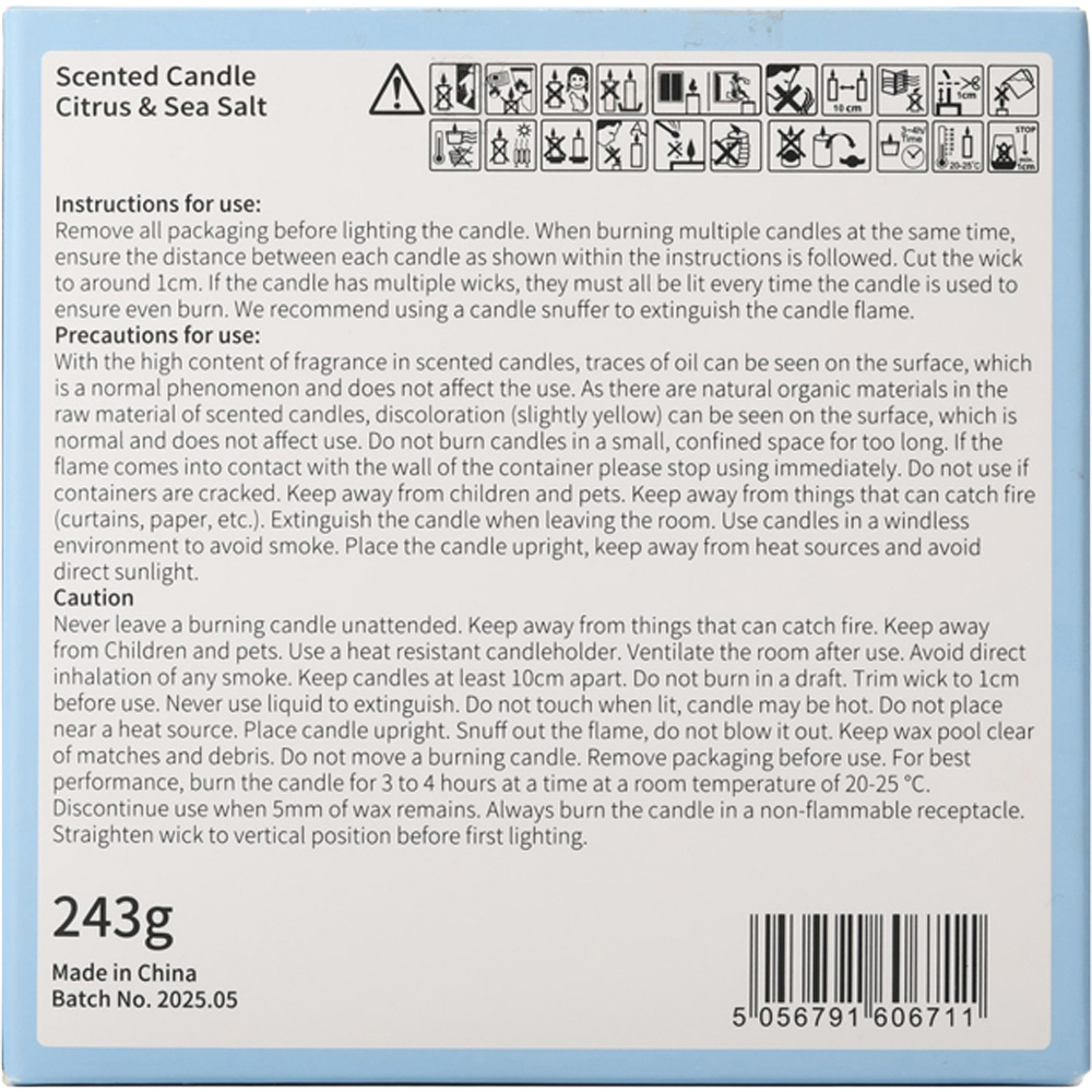Steve Rhodes Stay Positive Citrus and Sea Salt Scented Candle with Blue Mug Image 5
