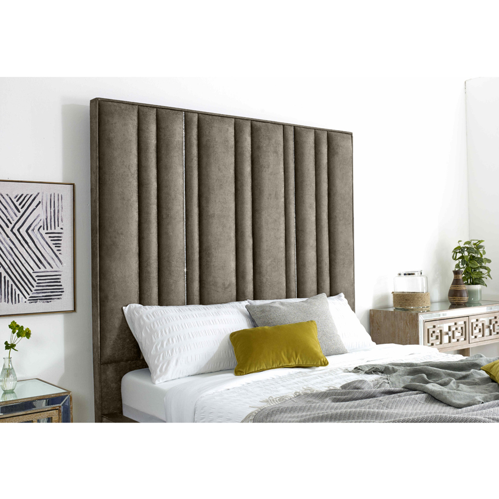 Eleganza Madrid Super King Size Taupe Oakland Fabric Bed Frame Image 3