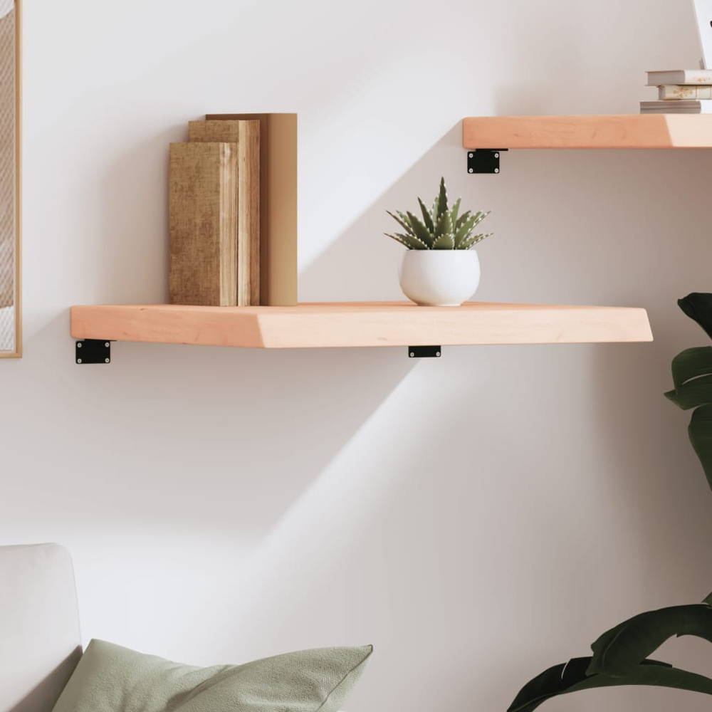 vidaXL 60 x 60 x 6cm Untreated Solid Wood Oak Wall Shelf Image 2