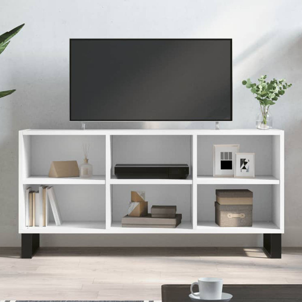 vidaXL 6 Shelf White TV Cabinet Image 1