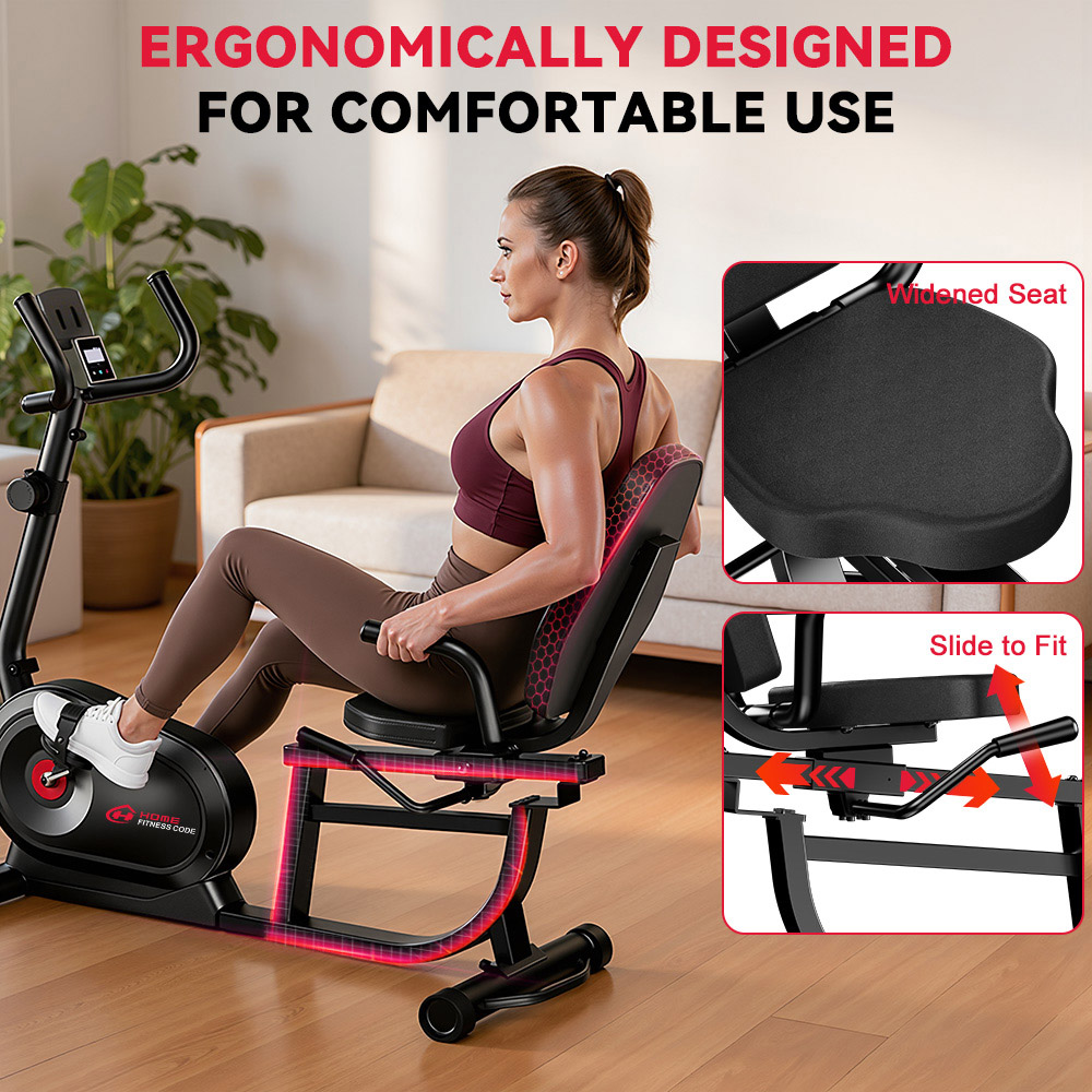 Rattrix X1 Black 16-Level Resistance Recumbent Exercise Bike Image 4