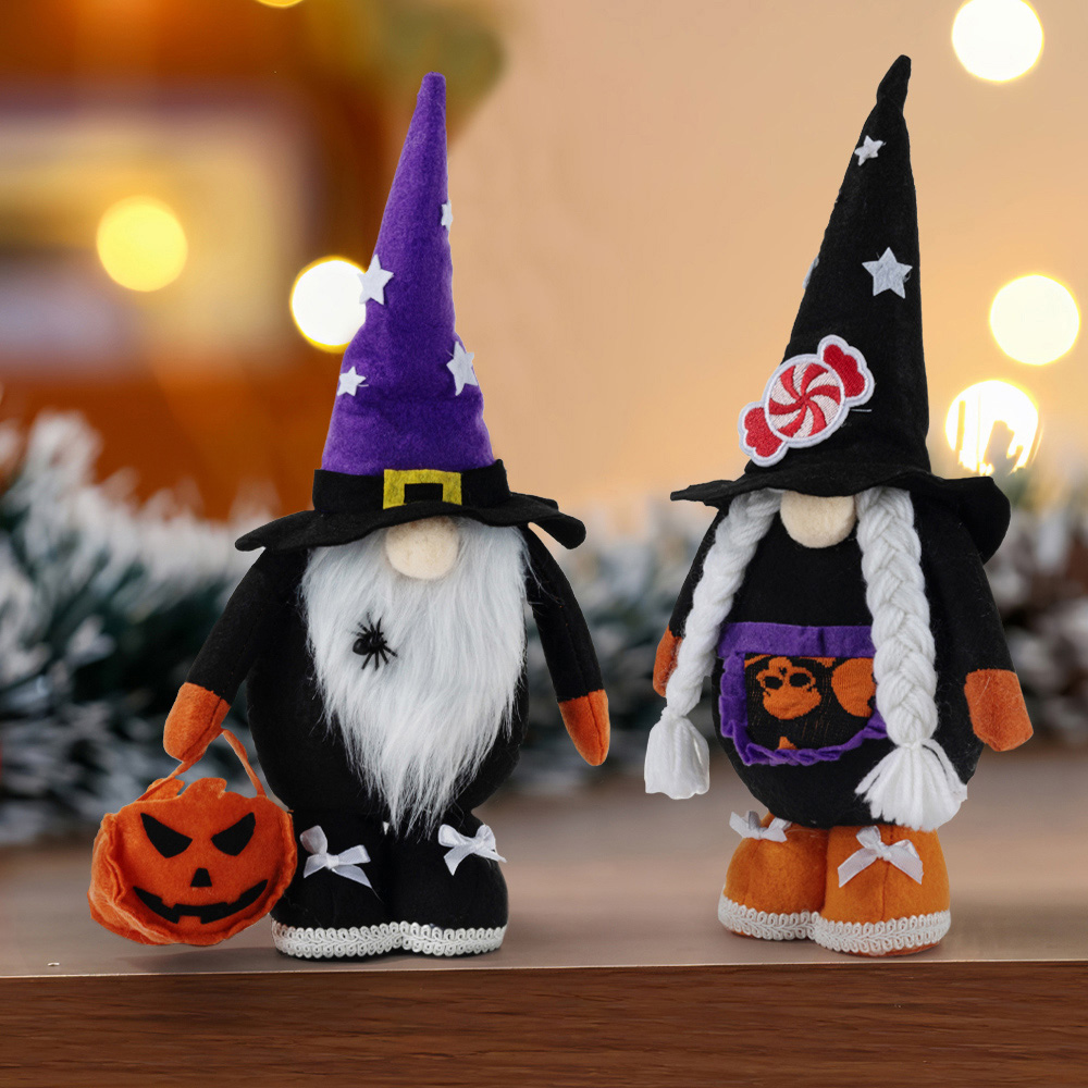 Living and Home Halloween Black and Purple Faceless Gnome Decor 2 Pack Image 2