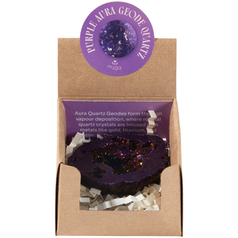 Myga Aura Purple Quartz Crystal Geode Image 1