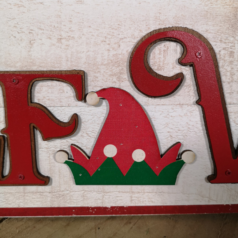 Samuel Alexander Red and White Washed Wooden Christmas Elf Workshop Sign Board 92cm Image 5